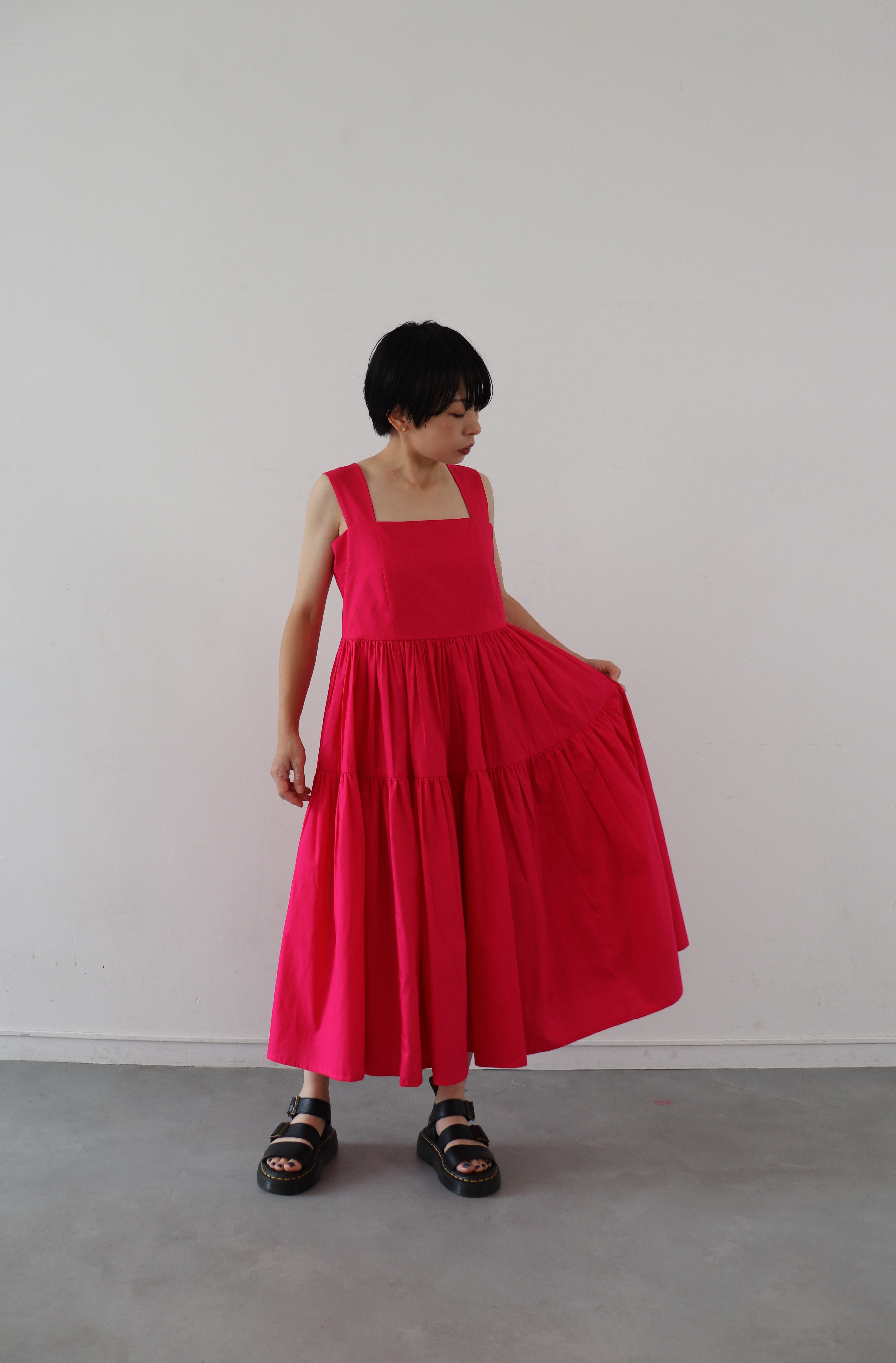 ティアードドレス　ピンク　Sサイズ、Mサイズ　SSサイズ　リボン付き