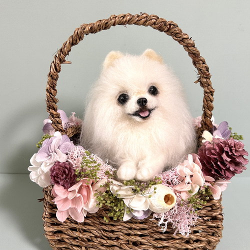 羊毛フェルト　ポメラニアン あみぐるみ☆ポメラニアン /羊毛フェルト／犬