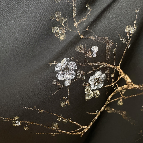 花刺繍 リバーシブル 裏グリーン スクエア変型ジレ 着物リメイク 紗 絽