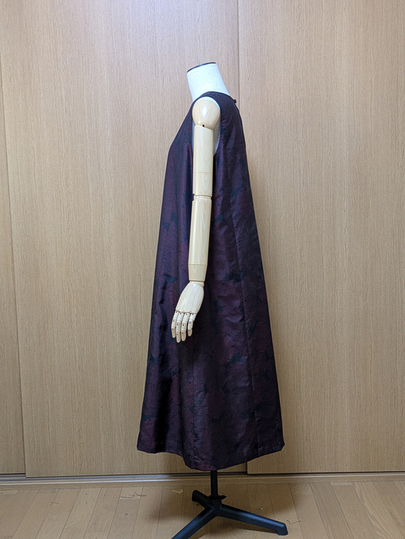 着物リメイク　ワンピース　大島紬　Ｍ〜L 4枚目の画像