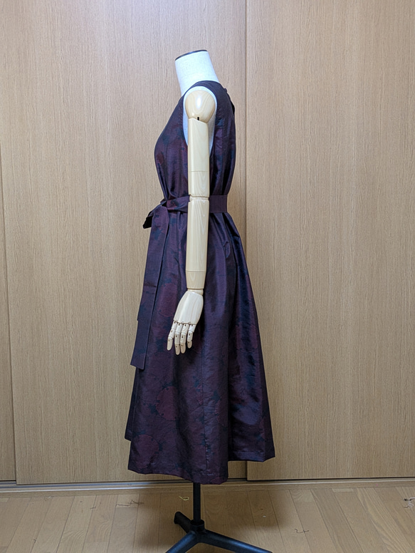 着物リメイク　ワンピース　大島紬　Ｍ〜L 3枚目の画像