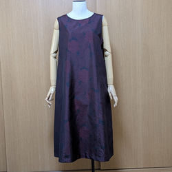 着物リメイク　ワンピース　大島紬　Ｍ〜L 2枚目の画像