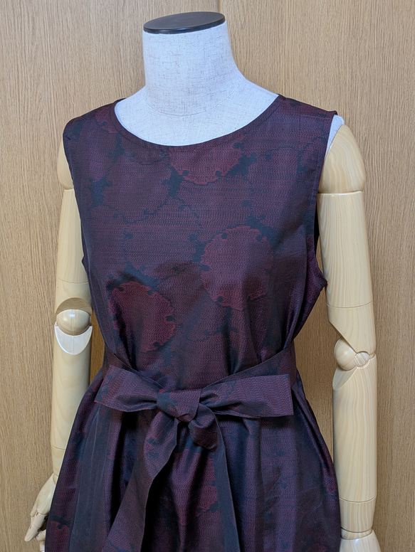 着物リメイク　ワンピース　大島紬　Ｍ〜L 5枚目の画像