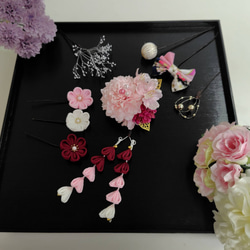 ☆ヘッドドレスとカラーが選べるヘッドパーツ10点セット☆キッズ和装髪飾り　七五三　卒業式　3歳　7歳　 1枚目の画像