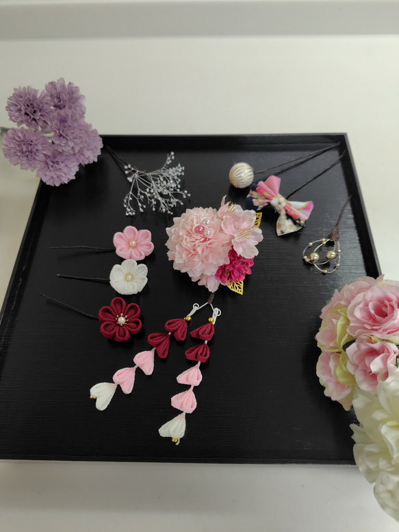 ☆ヘッドドレスとカラーが選べるヘッドパーツ10点セット☆キッズ和装髪飾り　七五三　卒業式　3歳　7歳　 10枚目の画像