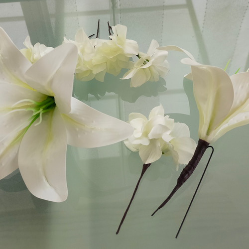 ユリの髪飾り ヘッドドレス ヘッドドレス（アクセサリー） riri-hana