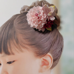 ☆和装ヘッドドレス　桜☆　つまみ細工の下がり付き アーティフィシャルフラワーのヘッドドレス　七五三　3歳　7歳　髪飾り 2枚目の画像