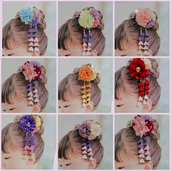 ☆和装ヘッドドレス　桜☆　つまみ細工の下がり付き アーティフィシャルフラワーのヘッドドレス　七五三　3歳　7歳　髪飾り 4枚目の画像