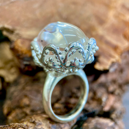 アイリス モチーフ ハンドメイドリング指輪 アイリスクォーツsilverリング(送料無料)虹色水晶 指輪・リング kakaz