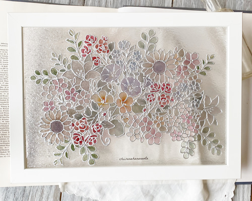 【ご確認用です】すみれの花＊レアカラー＊シーグラスアート ☆シーグラスアート☆ No.9☆『図鑑シリーズ。お花』1 | morceau