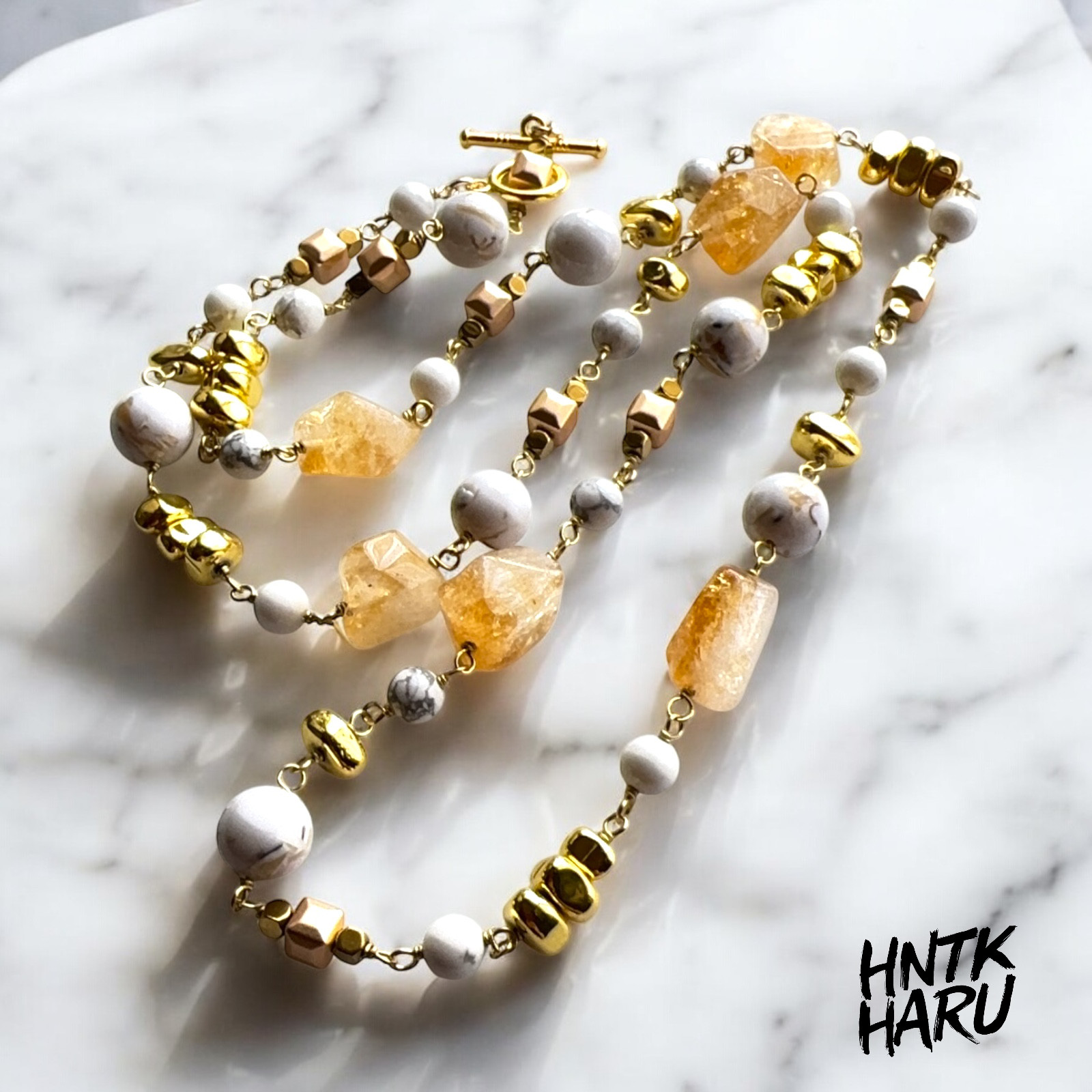 HNTK シトリン＆ヘマタイト ネックレス　N0764