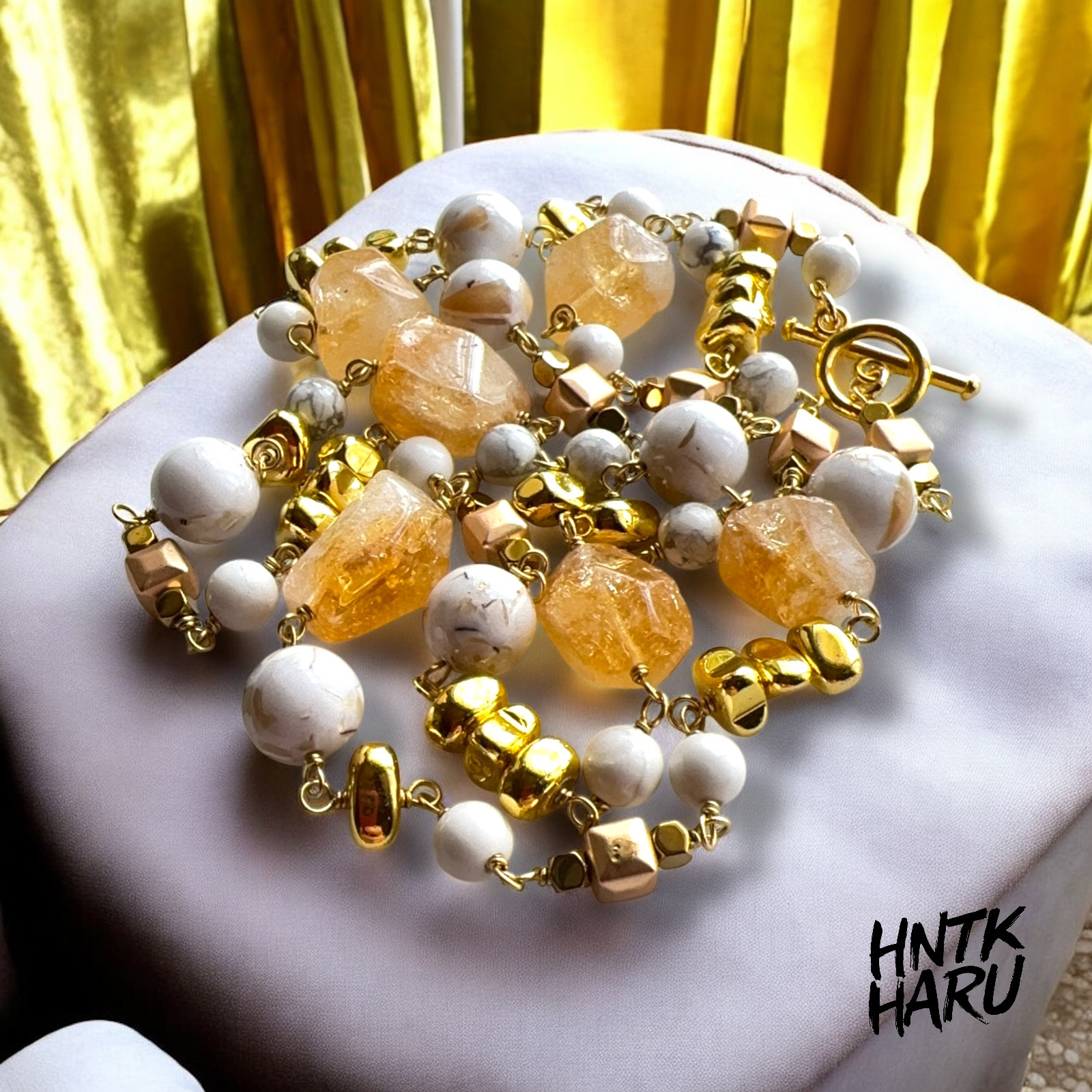 HNTK シトリン＆ヘマタイト ネックレス　N0764