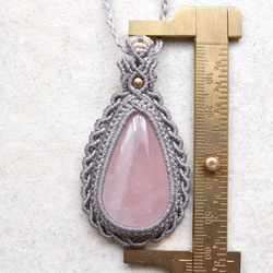 ローズクォーツ天然石マクラメネックレスmac426エスニックアジアンエキゾチックな金属アレルギーフリーアクセサリー 10枚目の画像