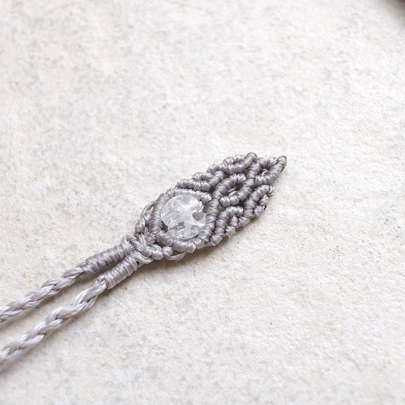 ローズクォーツ天然石マクラメネックレスmac426エスニックアジアンエキゾチックな金属アレルギーフリーアクセサリー 6枚目の画像