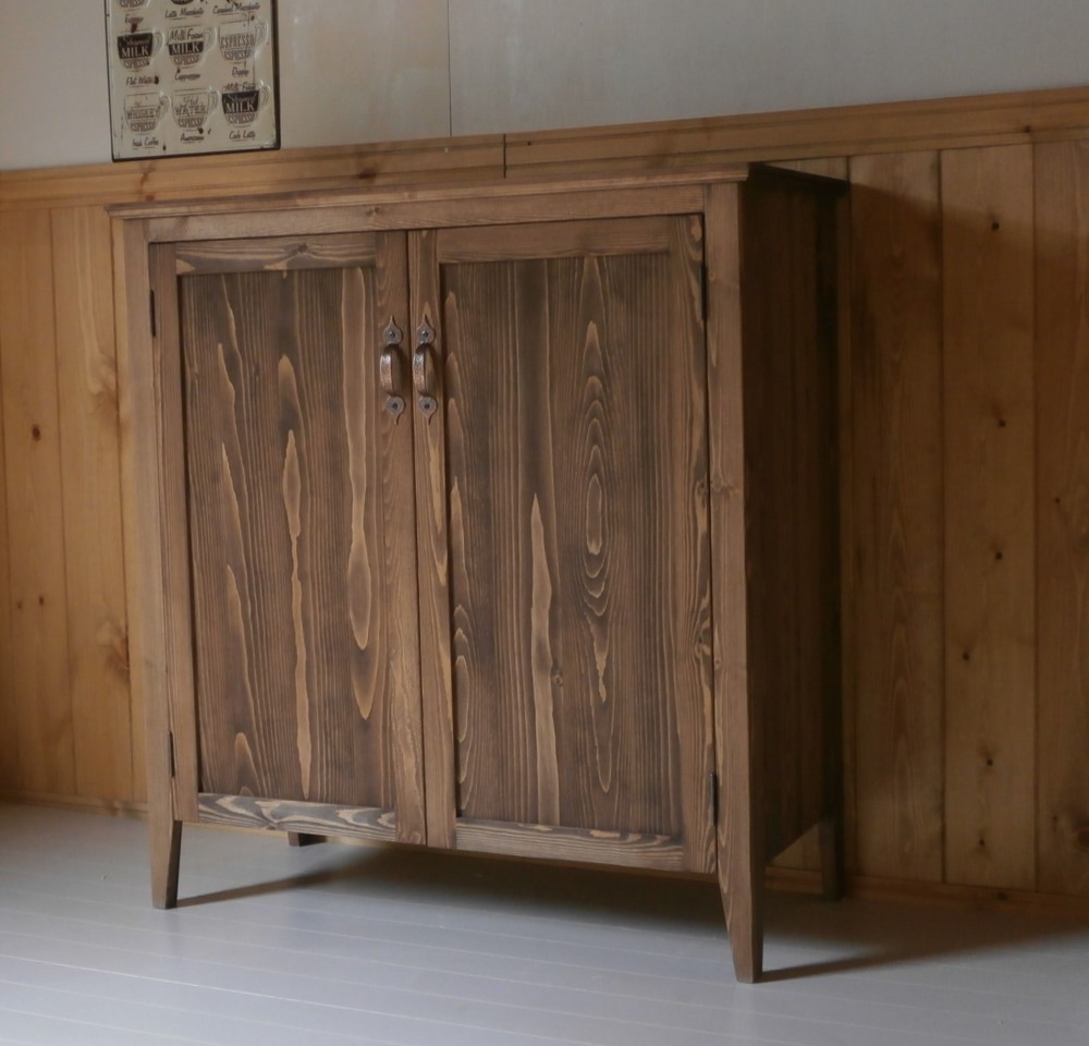 ハンドメイドキャビネット オーダー可 キッチン収納 収納家具 レトロアンティークキャビネットパイン家具