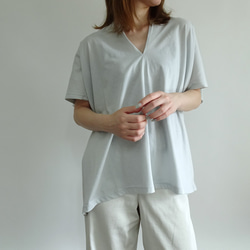大人の夏服／スリットネック天竺プルオーバー＜ニュアンスブルー＞ 9枚目の画像