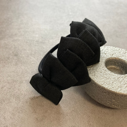 上質リネンのおだんごヘアゴム　ブラック【受注制作品】 4枚目の画像
