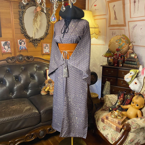 着物リメイク ワンピース／ドレス／洗える化繊 帯サッシュベルト KW