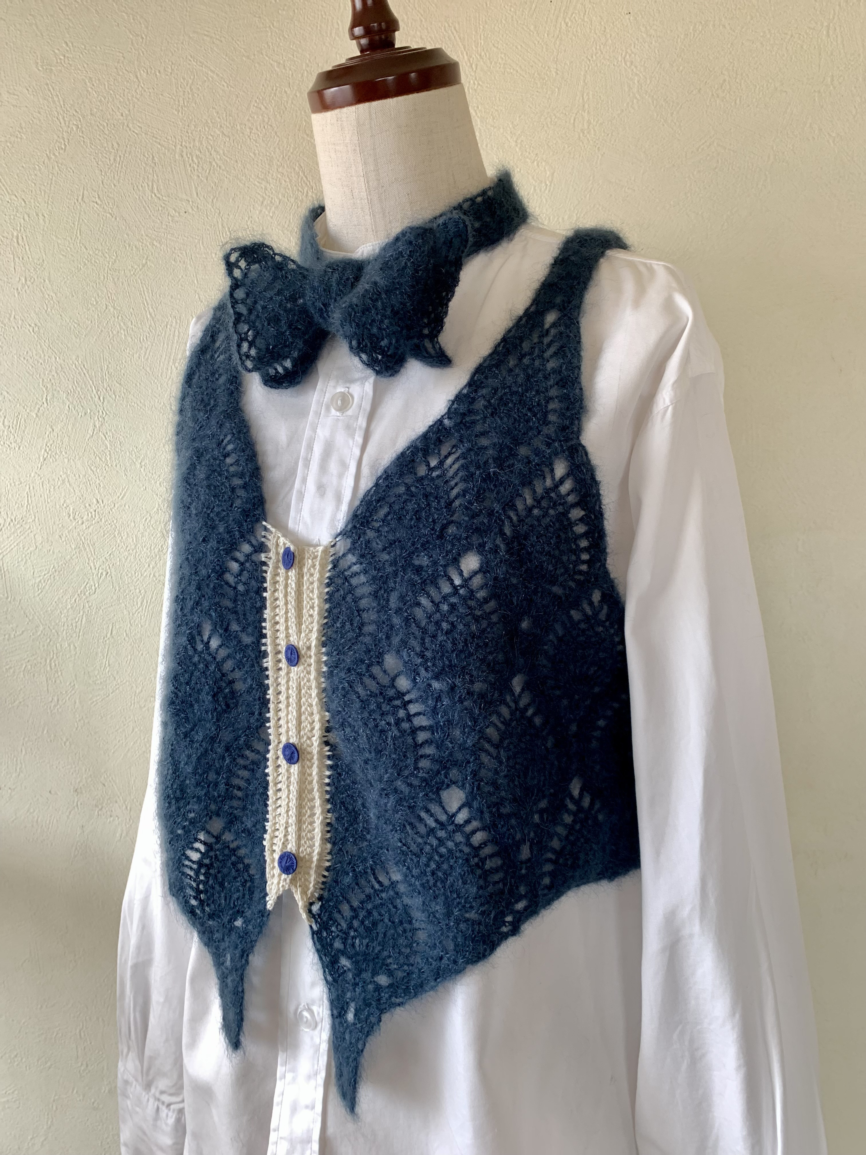 狂騒のパイナップルクロシェベスト(シルクモヘア)