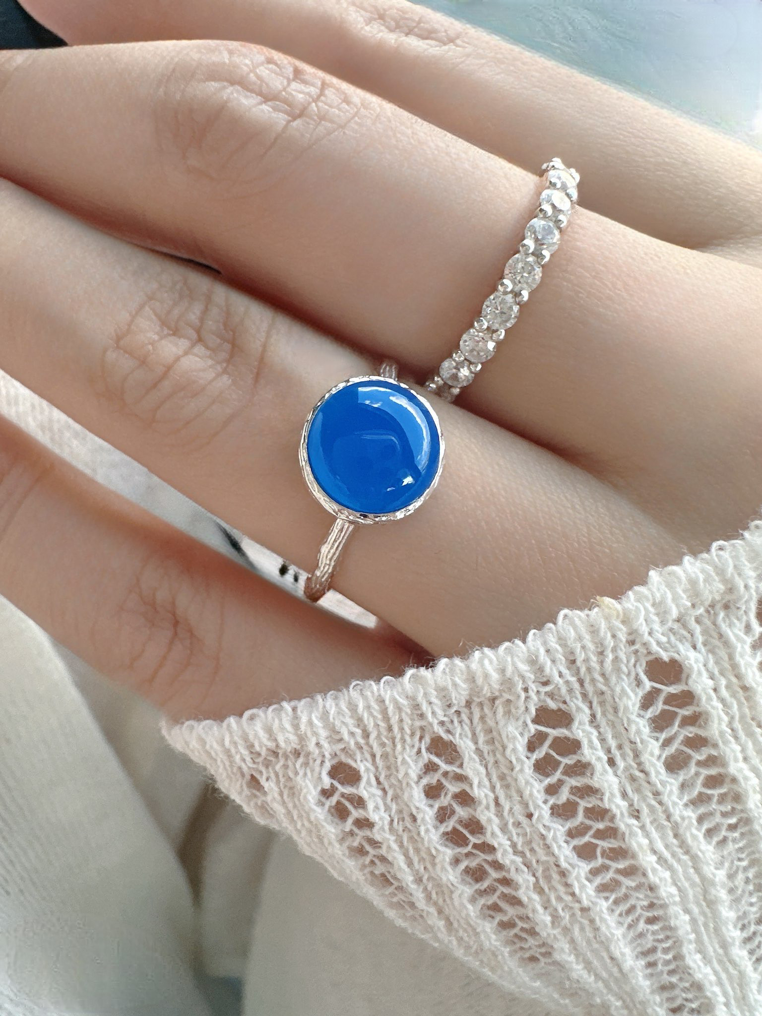 新作★ブルーオニキス天然石 SV925 リングR3098