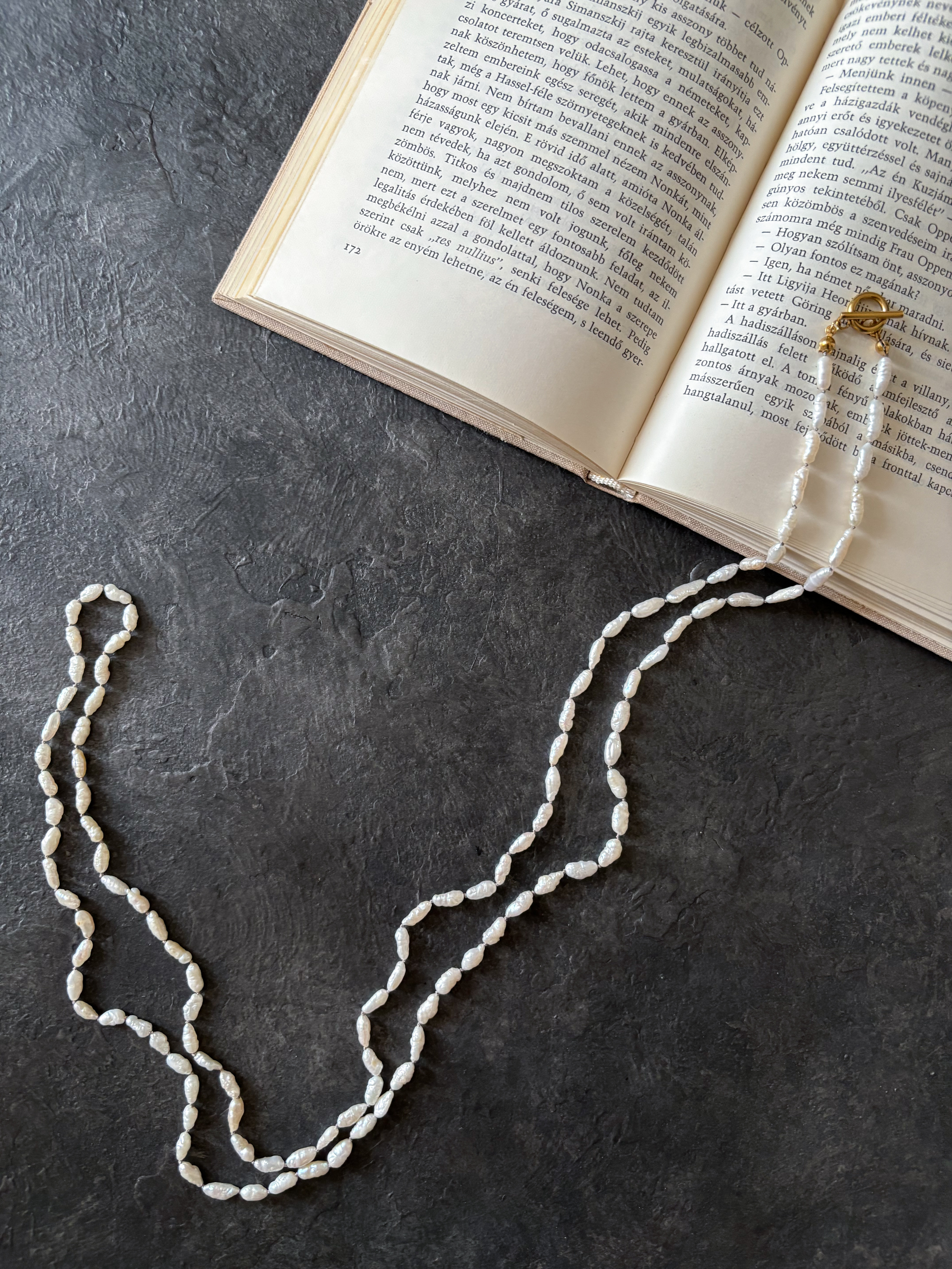 淡水パール　ロングネックレス　オールノット　110cm