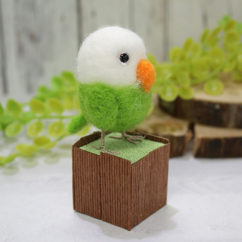 セキセイインコの置物 羊毛フェルト インテリア ハンドメイド oh-02585