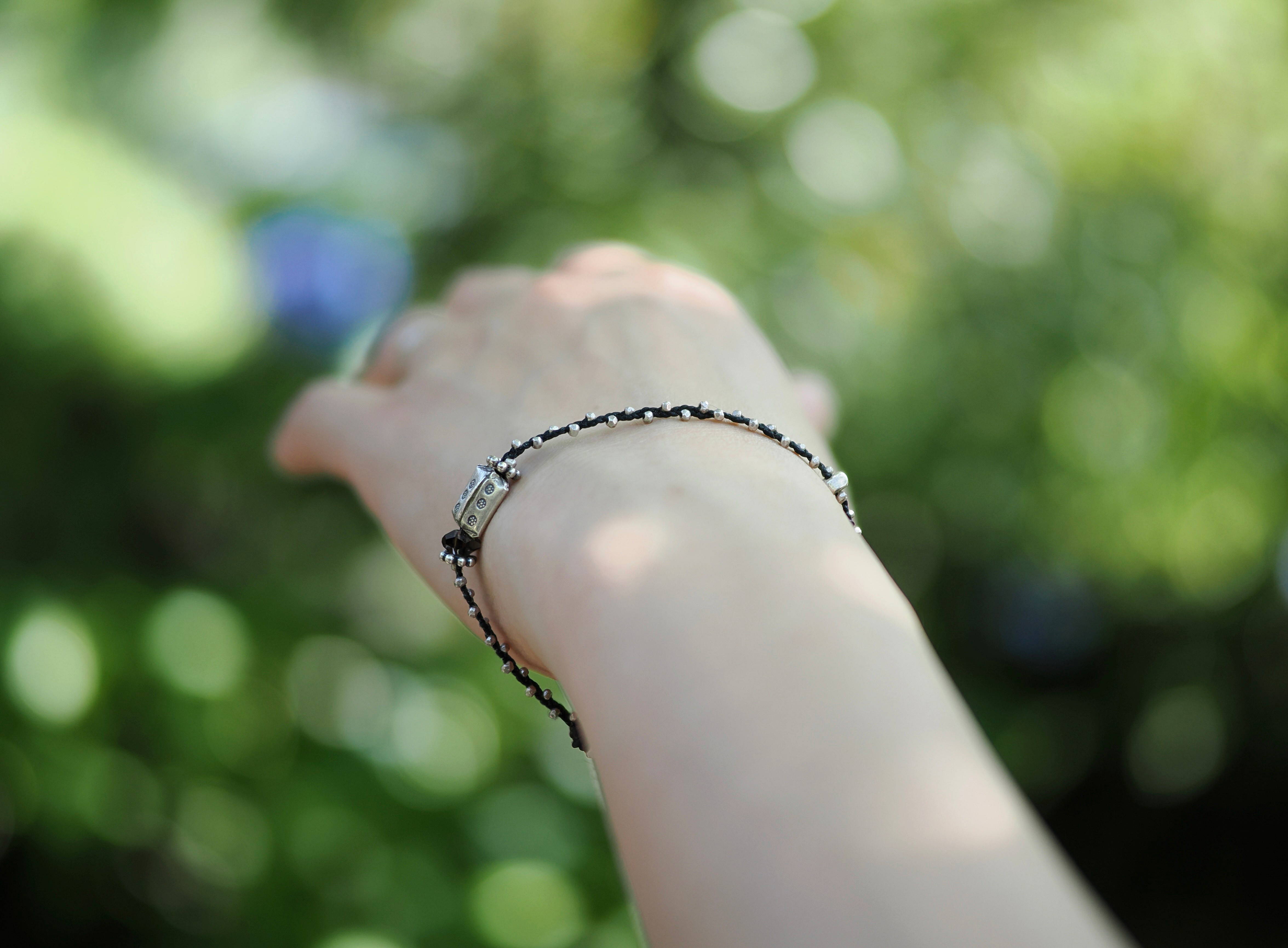 -Karensilver・Smoky quartz- braid bracelet