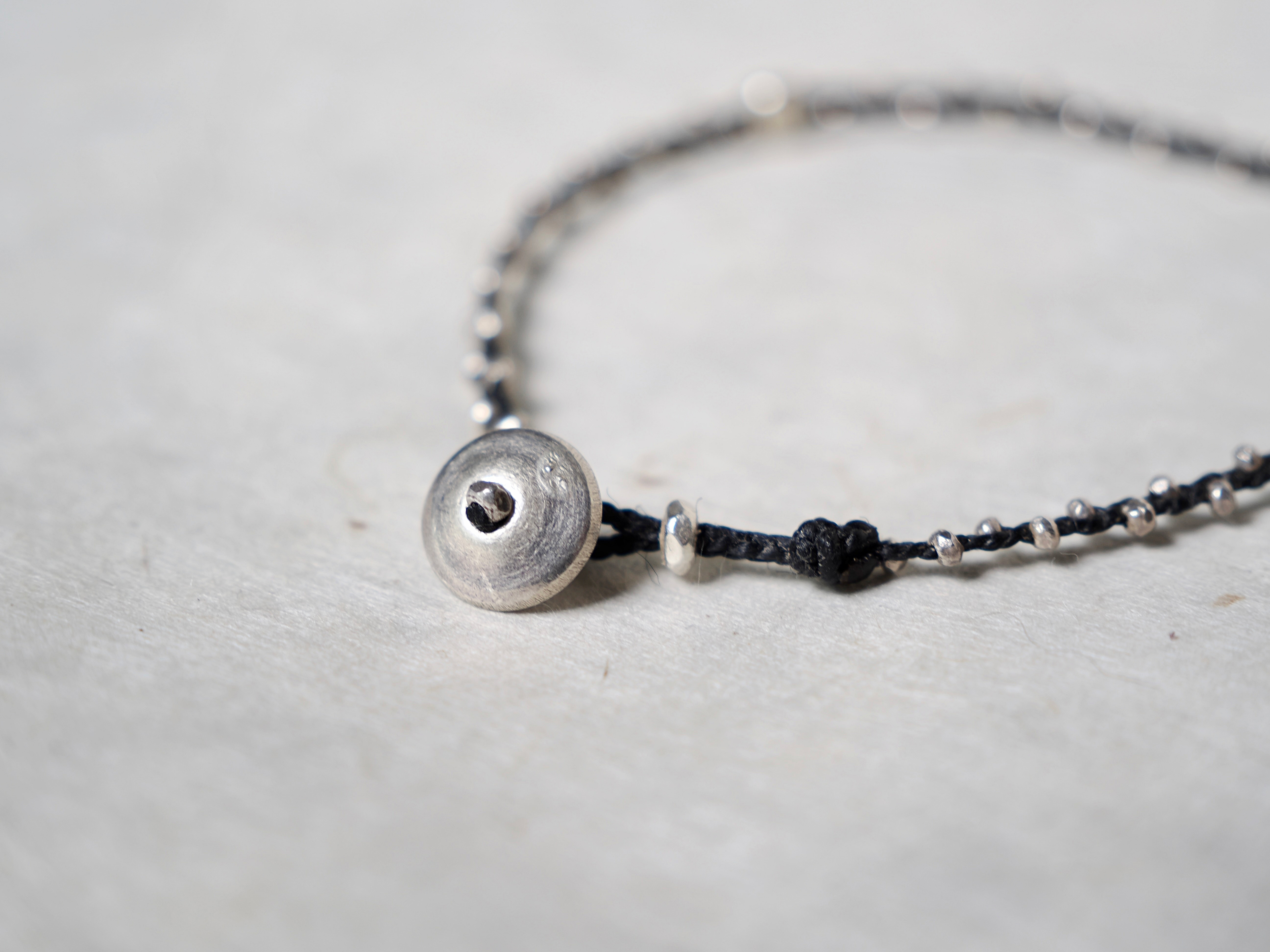 -Karensilver・Smoky quartz- braid bracelet