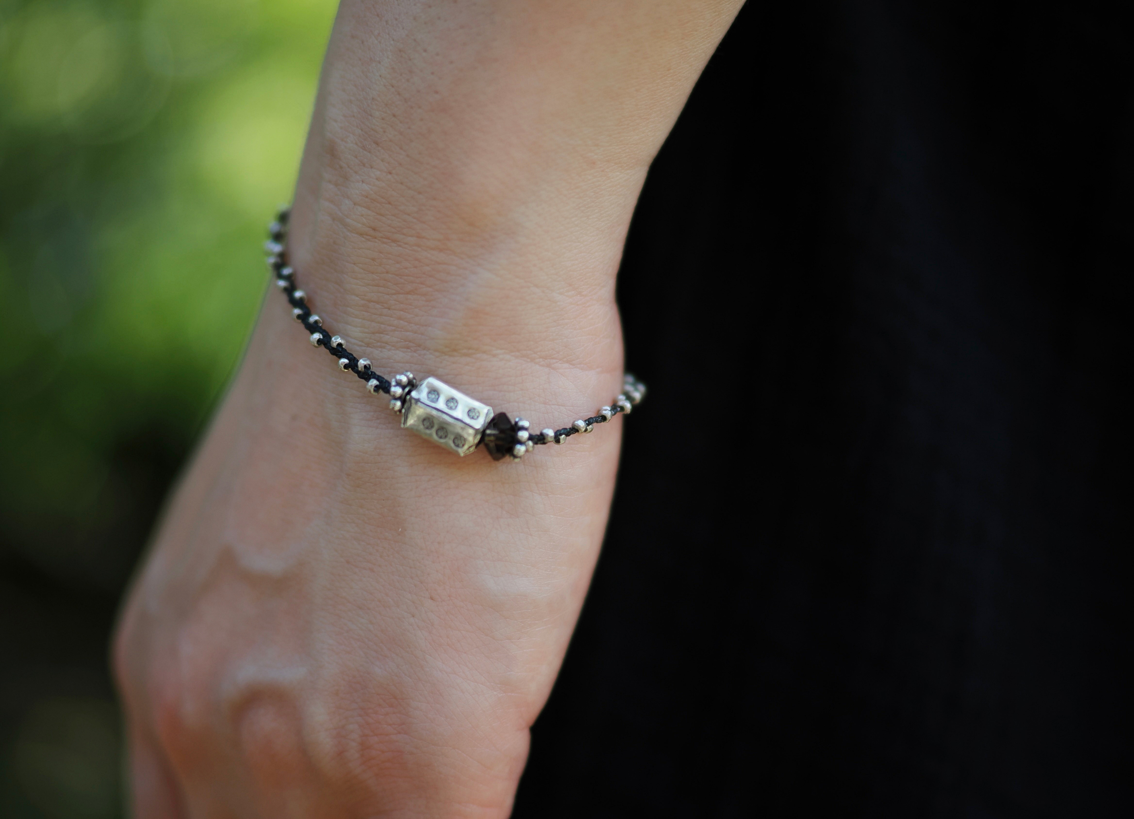 -Karensilver・Smoky quartz- braid bracelet