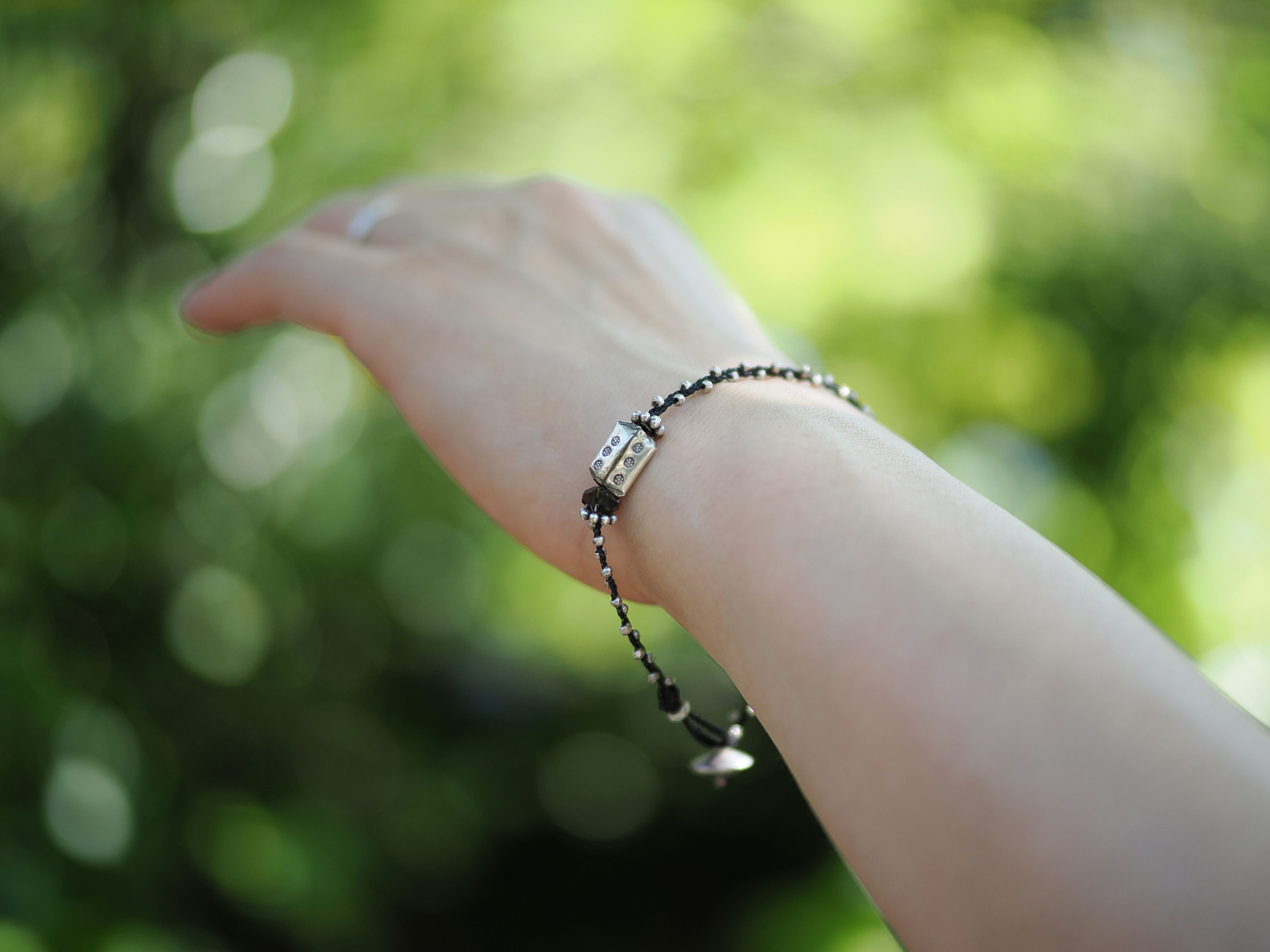 -Karensilver・Smoky quartz- braid bracelet