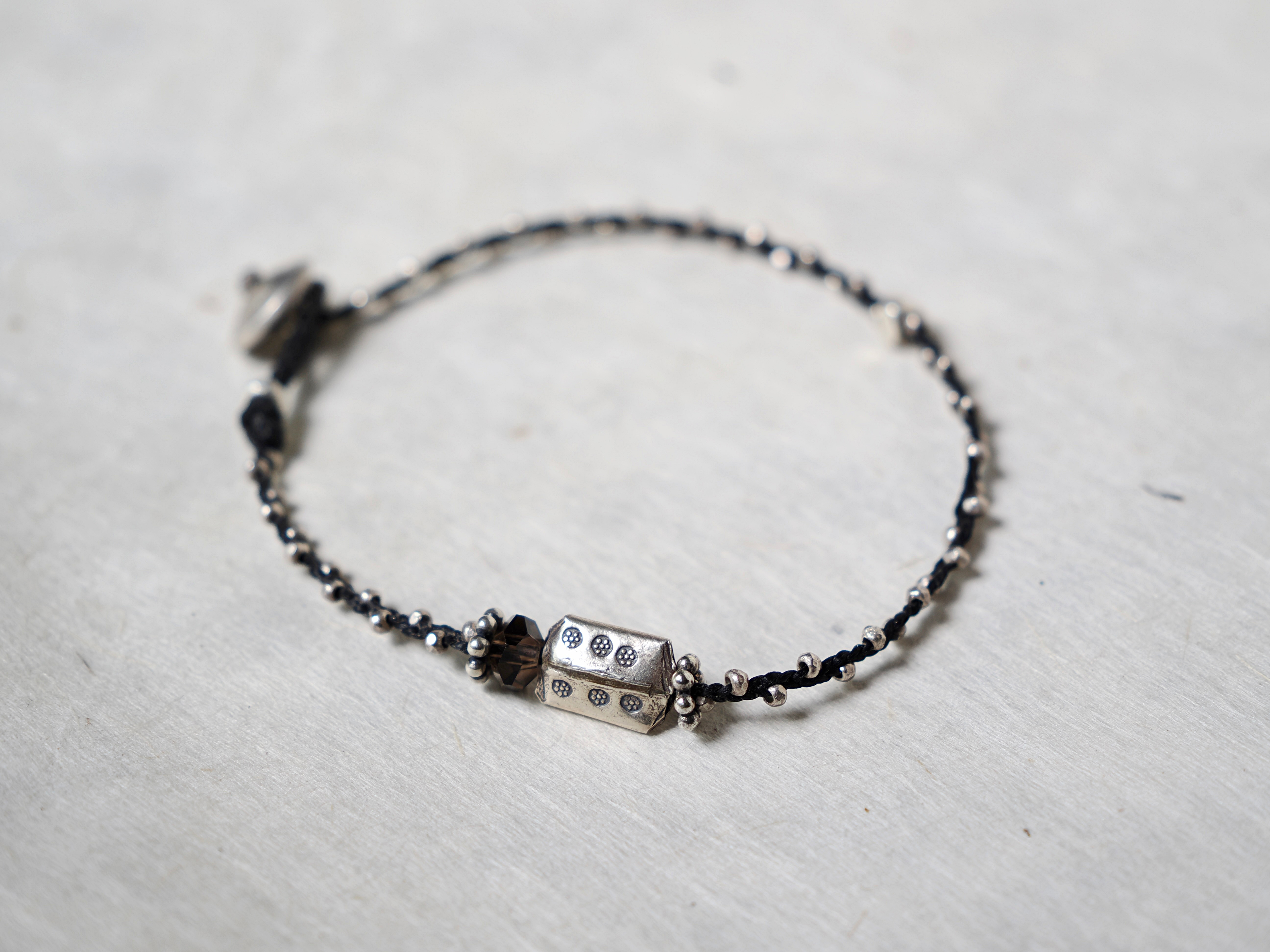 -Karensilver・Smoky quartz- braid bracelet