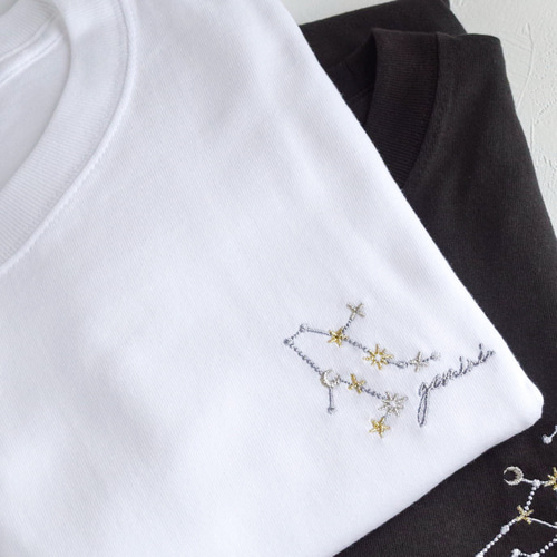 2025新作】選べる十二星座 ワンポイント刺繍Tシャツ【スミクロ】メンズ