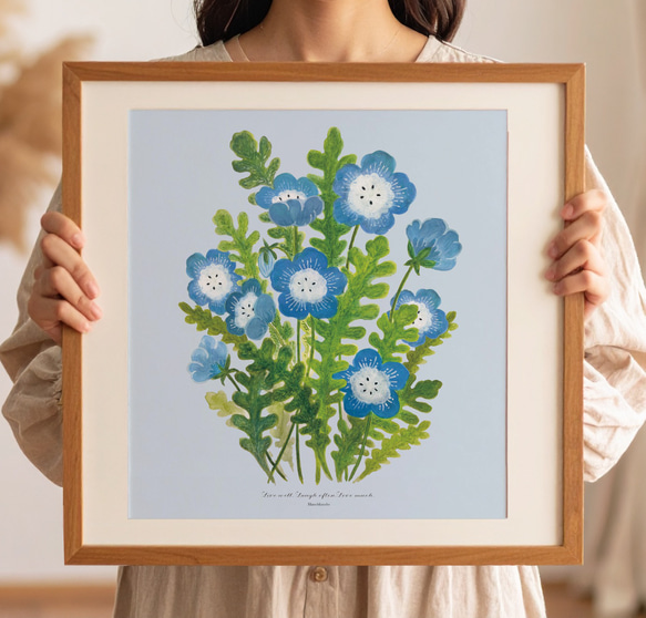《植物図鑑/ネモフィラ》インテリアポスター A4(色紙サイズ・A3へ変更可能) 4枚目の画像