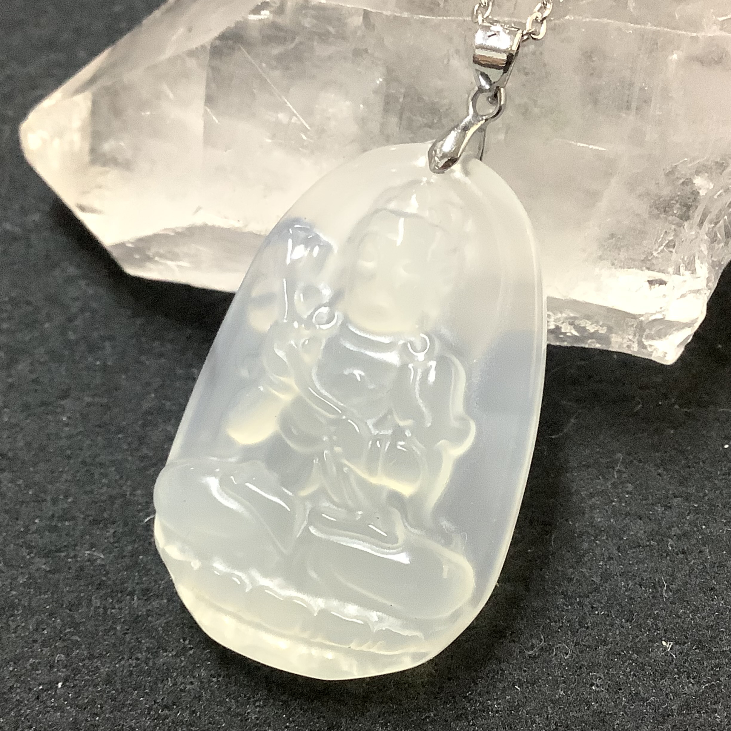 一点物☆ 家内安全、除災招福を授かるお守り ヒーリングストーン 天然石 アゲート 『勢至菩薩』ネックレス