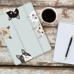 猫  iPadケース ペン収納 軽量 背面クリア あいぱっどけーす スタンド機能 3枚目の画像