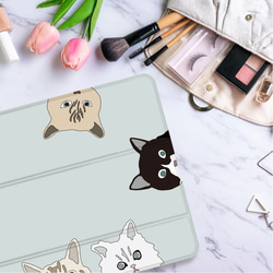 猫  iPadケース ペン収納 軽量 背面クリア あいぱっどけーす スタンド機能 2枚目の画像