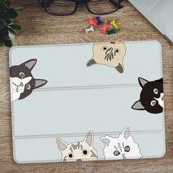 猫  iPadケース ペン収納 軽量 背面クリア あいぱっどけーす スタンド機能 4枚目の画像