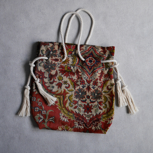 ヴィンテージ柔らかラグリメイク バッグ ロープ持ち手 vintage ラグ