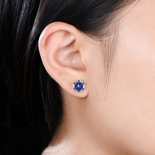 六芒星ピアス ブルースターサファイアスタッドピアス 9月の誕生石