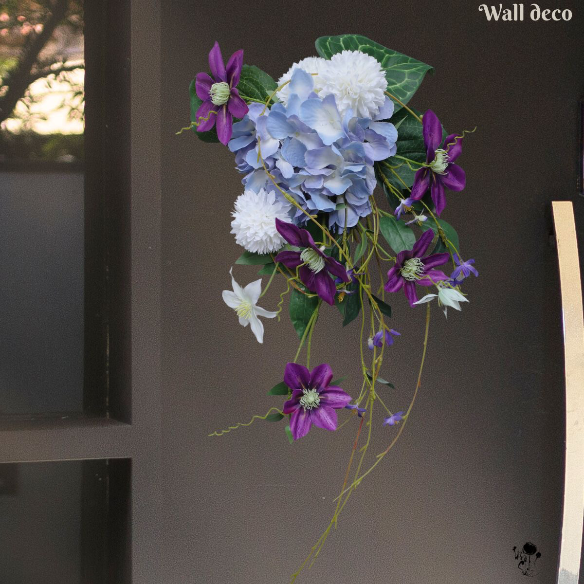 クレマチス 紫陽花 壁飾り 玄関 夏 涼 紫 涼しげインテリア 造花 送料無料 インテリア ギフト CT触媒 敬老の日