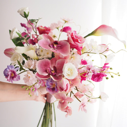 Sold【蘭と藤のオシャレアームブーケ】ブーケ＆ブートニア＆ヘッドア