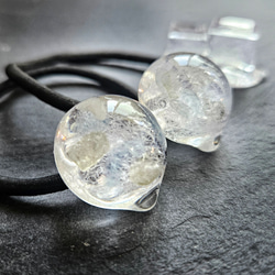 ひんやり氷風あめ玉ヘアゴム《レモンクォーツ&アクアマリン入り》marry.c's handmadeaccessory 4枚目の画像
