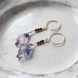 インド産ルビーのスクウェアフックピアス【14kgf・天然石】 ピアス