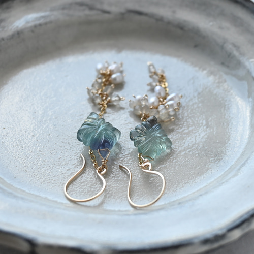 14kgf フローライトとアイオライトのピアス 14kgf アイオライト・アメジスト・フローライトのピアス ピアス