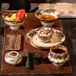 詩瓷集 茶器クラシックセット｜中国唐風 青花磁 如意蓮文 蓋碗・壺承