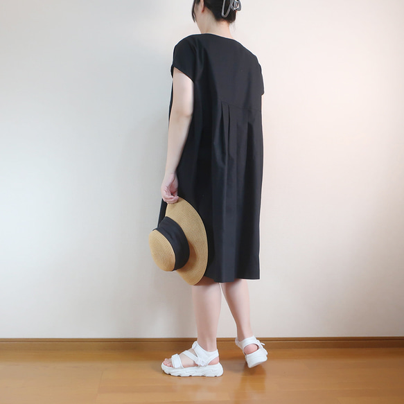 普段着ワンピ 透け感無し 秋冬もＯＫ ミディ丈 フレンチワンピース（コットン／全７色） 19枚目の画像