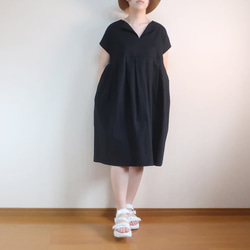 普段着ワンピ 透け感無し 秋冬もＯＫ ミディ丈 フレンチワンピース（コットン／全７色） 17枚目の画像
