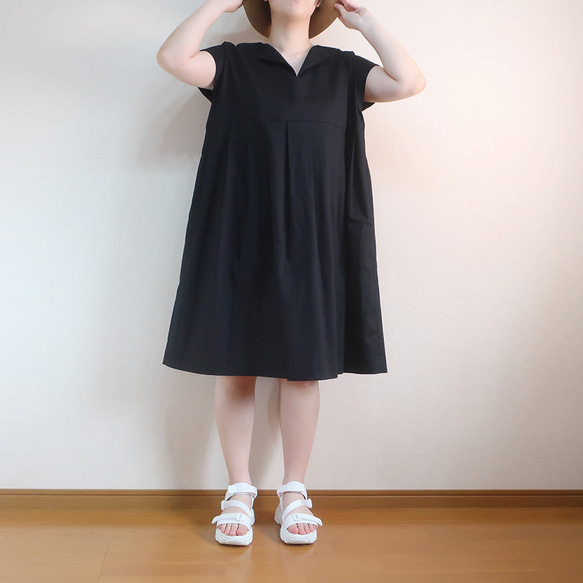 普段着ワンピ 透け感無し 秋冬もＯＫ ミディ丈 フレンチワンピース（コットン／全７色） 20枚目の画像