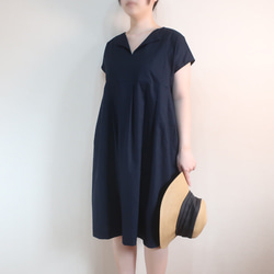 普段着ワンピ 透け感無し 秋冬もＯＫ ミディ丈 フレンチワンピース（コットン／全７色） 1枚目の画像