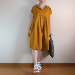 普段着ワンピ 透け感無し 秋冬もＯＫ ミディ丈 フレンチワンピース（コットン／全７色） 3枚目の画像
